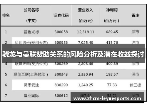 骁龙与曼联赞助关系的风险分析及潜在收益探讨